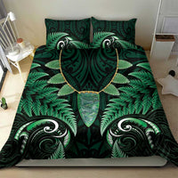 Aotearoa Pounamu Niho Bedding Set Silver Fern Mix Maori Pattern - Green LT14 - Polynesian Pride