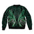 Aotearoa Pounamu Niho Bomber Jacket Silver Fern Mix Maori Pattern - Green