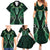 Aotearoa Pounamu Niho Family Matching Summer Maxi Dress and Hawaiian Shirt Silver Fern Mix Maori Pattern - Green