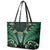 Aotearoa Pounamu Niho Leather Tote Bag Silver Fern Mix Maori Pattern - Green