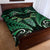 Aotearoa Pounamu Niho Quilt Bed Set Silver Fern Mix Maori Pattern - Green