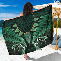 Aotearoa Pounamu Niho Sarong Silver Fern Mix Maori Pattern - Green LT14 One Size 44 x 66 inches Green - Polynesian Pride