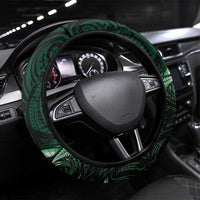 Aotearoa Pounamu Niho Steering Wheel Cover Silver Fern Mix Maori Pattern - Green LT14 Universal Fit Green - Polynesian Pride