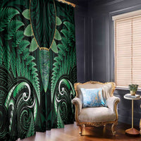 Aotearoa Pounamu Niho Window Curtain Silver Fern Mix Maori Pattern - Green LT14 - Polynesian Pride