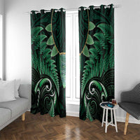 Aotearoa Pounamu Niho Window Curtain Silver Fern Mix Maori Pattern - Green LT14 With Grommets Green - Polynesian Pride