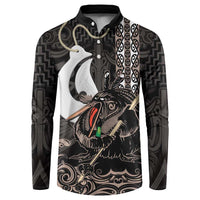 Aotearoa Hei Matau Button Sweatshirt Haka Kiwi Mix Maori Mangopare LT14 Black - Polynesian Pride