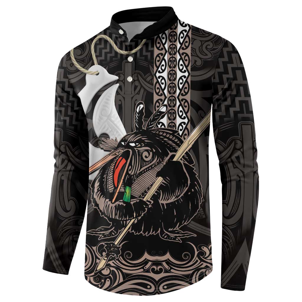 Aotearoa Hei Matau Button Sweatshirt Haka Kiwi Mix Maori Mangopare LT14 - Polynesian Pride