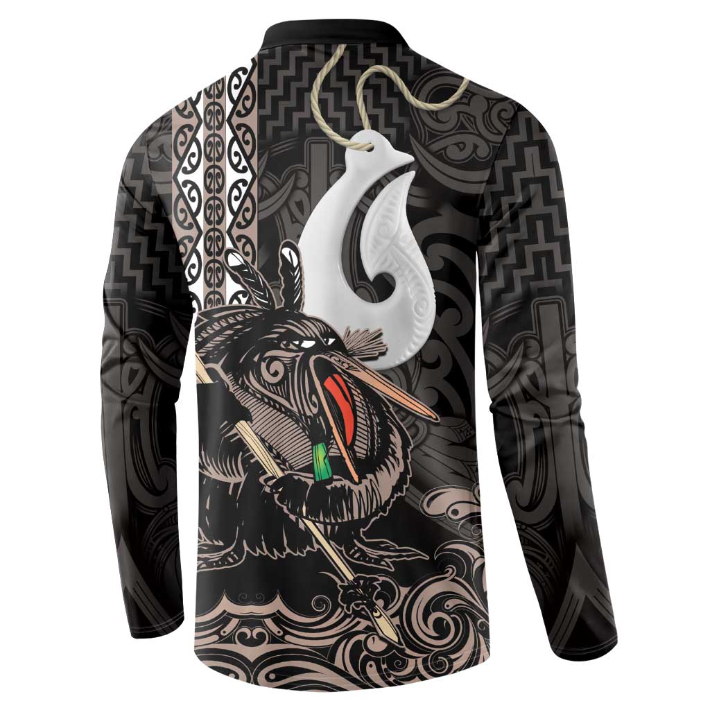 Aotearoa Hei Matau Button Sweatshirt Haka Kiwi Mix Maori Mangopare LT14 - Polynesian Pride