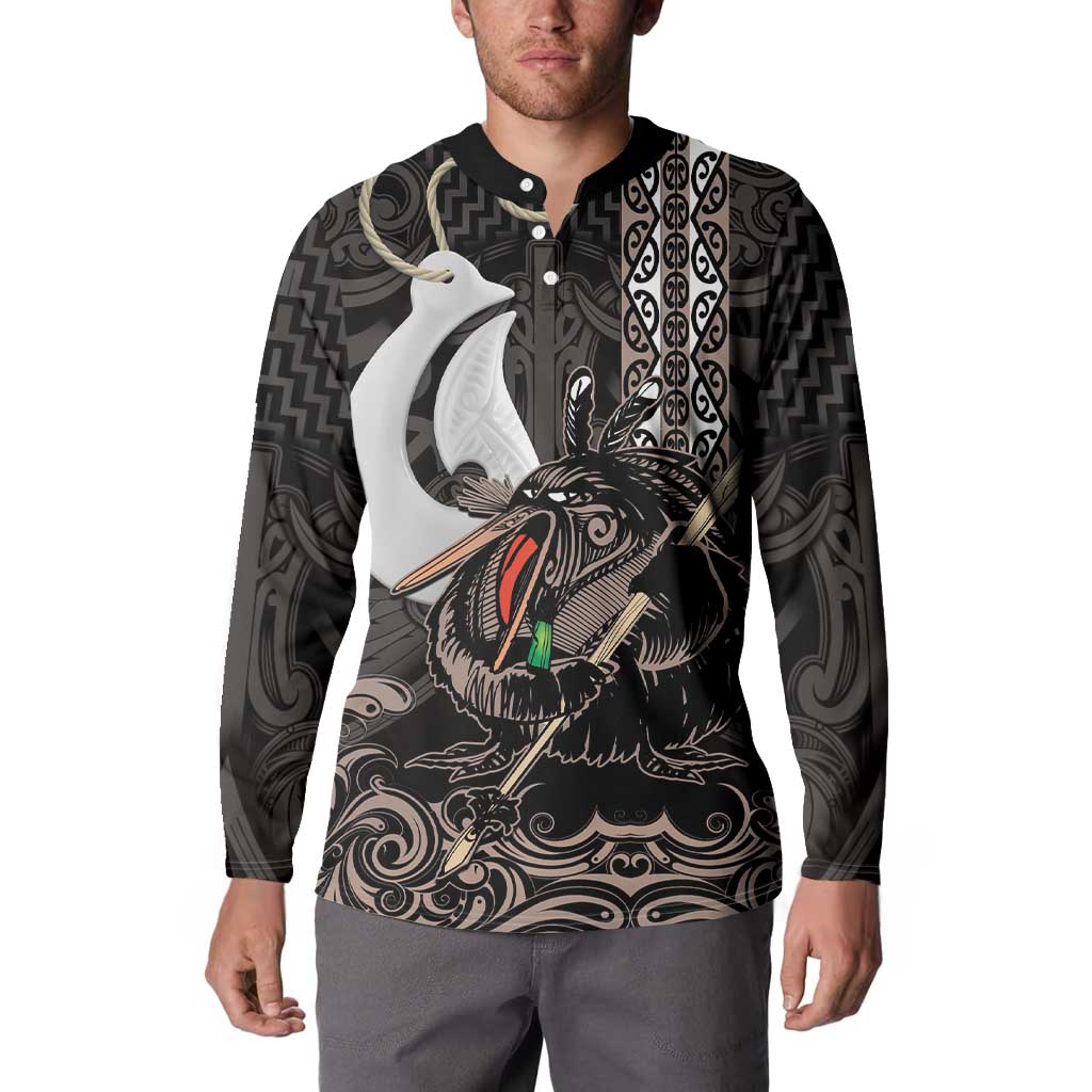 Aotearoa Hei Matau Button Sweatshirt Haka Kiwi Mix Maori Mangopare LT14 - Polynesian Pride