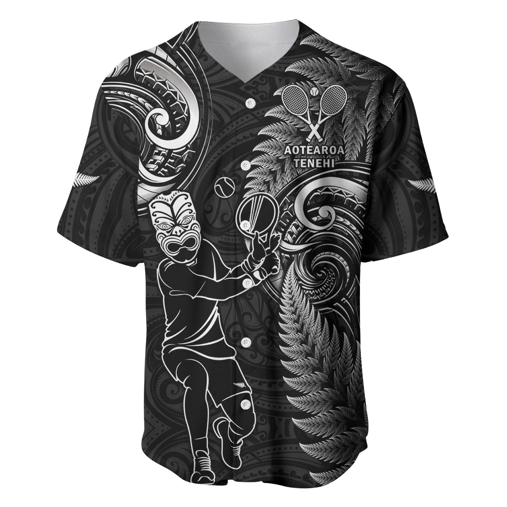 New Zealand Tiki Tennis Baseball Jersey 2024 Aotearoa Tenehi Maori Silver Fern - Black LT14 Black - Polynesian Pride