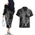 New Zealand Tiki Tennis Couples Matching Off The Shoulder Long Sleeve Dress and Hawaiian Shirt 2024 Aotearoa Tenehi Maori Silver Fern - Black LT14 - Polynesian Pride