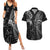 New Zealand Tiki Tennis Couples Matching Summer Maxi Dress and Hawaiian Shirt 2024 Aotearoa Tenehi Maori Silver Fern - Black LT14 Black - Polynesian Pride