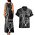 New Zealand Tiki Tennis Couples Matching Tank Maxi Dress and Hawaiian Shirt 2024 Aotearoa Tenehi Maori Silver Fern - Black LT14 - Polynesian Pride