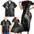 New Zealand Tiki Tennis Family Matching Short Sleeve Bodycon Dress and Hawaiian Shirt 2024 Aotearoa Tenehi Maori Silver Fern - Black LT14 - Polynesian Pride