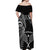 New Zealand Tiki Tennis Off Shoulder Maxi Dress 2024 Aotearoa Tenehi Maori Silver Fern - Black LT14 - Polynesian Pride