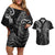 Custom New Zealand Tiki Tennis Couples Matching Off Shoulder Short Dress and Hawaiian Shirt 2024 Aotearoa Tenehi Maori Silver Fern - Black LT14 Black - Polynesian Pride