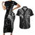 Custom New Zealand Tiki Tennis Couples Matching Short Sleeve Bodycon Dress and Hawaiian Shirt 2024 Aotearoa Tenehi Maori Silver Fern - Black LT14 Black - Polynesian Pride