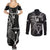 Custom New Zealand Tiki Tennis Couples Matching Summer Maxi Dress and Long Sleeve Button Shirt 2024 Aotearoa Tenehi Maori Silver Fern - Black LT14 - Polynesian Pride