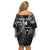 Custom New Zealand Tiki Tennis Family Matching Off Shoulder Short Dress and Hawaiian Shirt 2024 Aotearoa Tenehi Maori Silver Fern - Black LT14 - Polynesian Pride