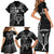 Custom New Zealand Tiki Tennis Family Matching Short Sleeve Bodycon Dress and Hawaiian Shirt 2024 Aotearoa Tenehi Maori Silver Fern - Black LT14 - Polynesian Pride