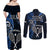 New Zealand Tiki Tennis Couples Matching Off Shoulder Maxi Dress and Long Sleeve Button Shirt 2024 Aotearoa Tenehi Maori Silver Fern - Blue LT14 - Polynesian Pride