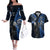 New Zealand Tiki Tennis Couples Matching Off The Shoulder Long Sleeve Dress and Hawaiian Shirt 2024 Aotearoa Tenehi Maori Silver Fern - Blue LT14 Blue - Polynesian Pride