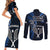 New Zealand Tiki Tennis Couples Matching Short Sleeve Bodycon Dress and Long Sleeve Button Shirt 2024 Aotearoa Tenehi Maori Silver Fern - Blue LT14 - Polynesian Pride