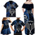 New Zealand Tiki Tennis Family Matching Off Shoulder Maxi Dress and Hawaiian Shirt 2024 Aotearoa Tenehi Maori Silver Fern - Blue LT14 - Polynesian Pride