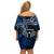 New Zealand Tiki Tennis Family Matching Off Shoulder Short Dress and Hawaiian Shirt 2024 Aotearoa Tenehi Maori Silver Fern - Blue LT14 - Polynesian Pride