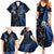 New Zealand Tiki Tennis Family Matching Summer Maxi Dress and Hawaiian Shirt 2024 Aotearoa Tenehi Maori Silver Fern - Blue LT14 - Polynesian Pride