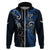 New Zealand Tiki Tennis Hoodie 2024 Aotearoa Tenehi Maori Silver Fern - Blue LT14 Zip Hoodie Blue - Polynesian Pride