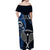 New Zealand Tiki Tennis Off Shoulder Maxi Dress 2024 Aotearoa Tenehi Maori Silver Fern - Blue LT14 - Polynesian Pride