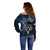 New Zealand Tiki Tennis Off Shoulder Sweater 2024 Aotearoa Tenehi Maori Silver Fern - Blue LT14 - Polynesian Pride