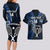 Custom New Zealand Tiki Tennis Couples Matching Long Sleeve Bodycon Dress and Hawaiian Shirt 2024 Aotearoa Tenehi Maori Silver Fern - Blue LT14 - Polynesian Pride