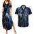 Custom New Zealand Tiki Tennis Couples Matching Summer Maxi Dress and Hawaiian Shirt 2024 Aotearoa Tenehi Maori Silver Fern - Blue LT14 Blue - Polynesian Pride