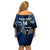 Custom New Zealand Tiki Tennis Family Matching Off Shoulder Short Dress and Hawaiian Shirt 2024 Aotearoa Tenehi Maori Silver Fern - Blue LT14 - Polynesian Pride