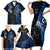 Custom New Zealand Tiki Tennis Family Matching Short Sleeve Bodycon Dress and Hawaiian Shirt 2024 Aotearoa Tenehi Maori Silver Fern - Blue LT14 - Polynesian Pride