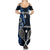 Custom New Zealand Tiki Tennis Family Matching Summer Maxi Dress and Hawaiian Shirt 2024 Aotearoa Tenehi Maori Silver Fern - Blue LT14 - Polynesian Pride