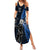 Custom New Zealand Tiki Tennis Summer Maxi Dress 2024 Aotearoa Tenehi Maori Silver Fern - Blue LT14 Women Blue - Polynesian Pride