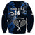 Custom New Zealand Tiki Tennis Sweatshirt 2024 Aotearoa Tenehi Maori Silver Fern - Blue LT14 - Polynesian Pride