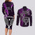 New Zealand Tiki Tennis Couples Matching Long Sleeve Bodycon Dress and Long Sleeve Button Shirt 2024 Aotearoa Tenehi Maori Silver Fern - Purple LT14 - Polynesian Pride