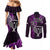 New Zealand Tiki Tennis Couples Matching Mermaid Dress and Long Sleeve Button Shirt 2024 Aotearoa Tenehi Maori Silver Fern - Purple LT14 - Polynesian Pride