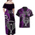 New Zealand Tiki Tennis Couples Matching Off Shoulder Maxi Dress and Hawaiian Shirt 2024 Aotearoa Tenehi Maori Silver Fern - Purple LT14 - Polynesian Pride