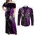 New Zealand Tiki Tennis Couples Matching Off Shoulder Maxi Dress and Long Sleeve Button Shirt 2024 Aotearoa Tenehi Maori Silver Fern - Purple LT14 Purple - Polynesian Pride