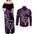 New Zealand Tiki Tennis Couples Matching Off Shoulder Maxi Dress and Long Sleeve Button Shirt 2024 Aotearoa Tenehi Maori Silver Fern - Purple LT14 - Polynesian Pride