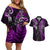 New Zealand Tiki Tennis Couples Matching Off Shoulder Short Dress and Hawaiian Shirt 2024 Aotearoa Tenehi Maori Silver Fern - Purple LT14 Purple - Polynesian Pride