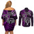 New Zealand Tiki Tennis Couples Matching Off Shoulder Short Dress and Long Sleeve Button Shirt 2024 Aotearoa Tenehi Maori Silver Fern - Purple LT14 - Polynesian Pride