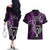 New Zealand Tiki Tennis Couples Matching Off The Shoulder Long Sleeve Dress and Hawaiian Shirt 2024 Aotearoa Tenehi Maori Silver Fern - Purple LT14 - Polynesian Pride