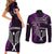 New Zealand Tiki Tennis Couples Matching Short Sleeve Bodycon Dress and Long Sleeve Button Shirt 2024 Aotearoa Tenehi Maori Silver Fern - Purple LT14 - Polynesian Pride