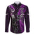 New Zealand Tiki Tennis Family Matching Long Sleeve Bodycon Dress and Hawaiian Shirt 2024 Aotearoa Tenehi Maori Silver Fern - Purple LT14 Dad's Shirt - Long Sleeve Purple - Polynesian Pride